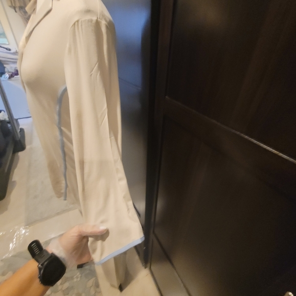 Frette NWT Women's 2025 Spring Set of Long Sleeve Top/Long Pants Cream/Blue - Picture 6 of 17